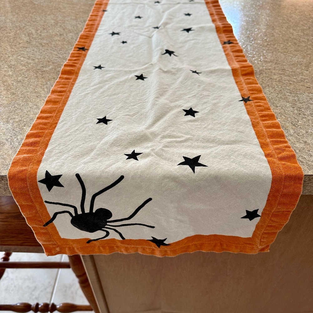 QVC Original Design Imports Black Stars Printed Table Runner14" x 64"